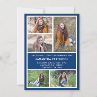 5 Fotocollage Blauw & Wit Afstuderen Kaart