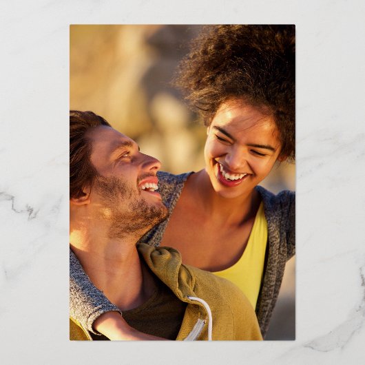 5 Fotocollage Bruiloft Goud Script Save The Date Folie Uitnodiging (Achterkant)