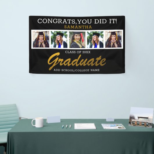 5 Fotocollage Congrats Afstuderen 2025 Afstuderen Spandoek (Beurs)