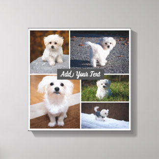 5 Fotocollage Custom Named Grey Canvas Print.