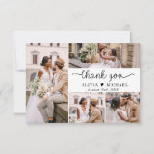 5 Fotocollage Elegant Script Wedding Bedankkaart (Voorkant)
