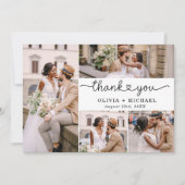 5 Fotocollage Elegant Script Wedding Bedankkaart (Voorkant)