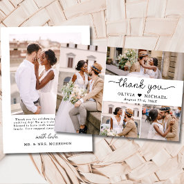 5 Fotocollage Elegant Script Wedding Bedankkaart