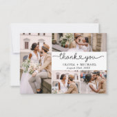 5 Fotocollage Elegant Script Wedding Bedankkaart (Voorkant)