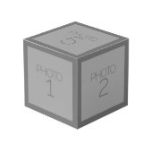 5 Fotocollage met Solid Charcoal Grey Border Kubus (Voorkant hoekig)