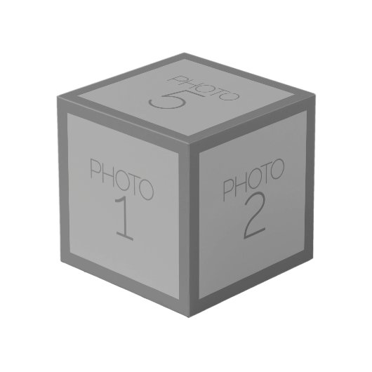 5 Fotocollage met Solid Charcoal Grey Border Kubus (Voorkant hoekig)