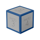 5 Fotocollage met Solid Royal Blue Border Kubus (Achter hoekig)