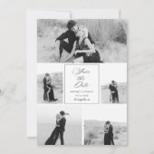 5 Fotocollage Monochrome Zwart-witte bruiloft Save The Date (Voorkant)