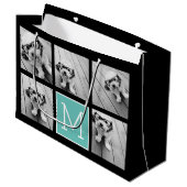 5 Fotocollage Monogram Zwart en Blauwgroen Groot Cadeauzakje (Voorkant Gekanteld)