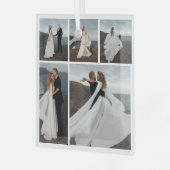 5 Fotocollage Onze eerste kerst bruiloft paar Glas Ornament (Voorkant links)
