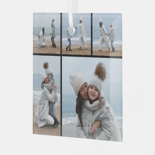 5 Fotocollage Onze eerste kerst bruiloft paar Glas Ornament (Voorkant links)