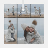 5 Fotocollage Onze eerste kerst bruiloft paar Glas Ornament (Voorkant)