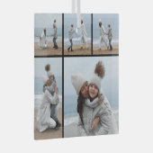 5 Fotocollage Onze eerste kerst bruiloft paar Glas Ornament (Voorkant Rechts)