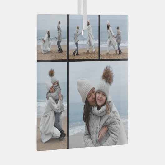 5 Fotocollage Onze eerste kerst bruiloft paar Glas Ornament (Voorkant Rechts)