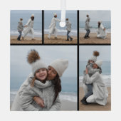 5 Fotocollage Onze eerste kerst bruiloft paar Glas Ornament (Achterkant)