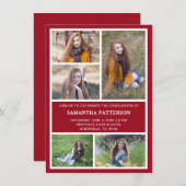 5 Fotocollage Rood & Wit Afstuderen Kaart (Voorkant / Achterkant)