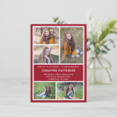 5 Fotocollage Rood & Wit Afstuderen Kaart (Staand voorkant)