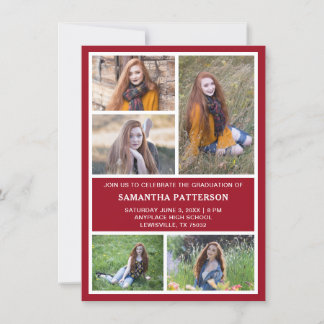 5 Fotocollage Rood & Wit Afstuderen Kaart