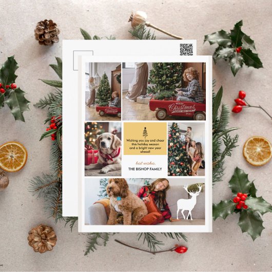 5 Fotocollage Vrolijke Kerstmis Script Groet Feestdagenkaart