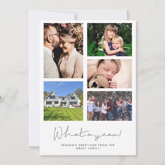 5 Fotocollage Wat een jaar in Review Family Feestdagenkaart (Voorkant)