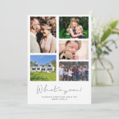 5 Fotocollage Wat een jaar in Review Family Feestdagenkaart (Staand voorkant)