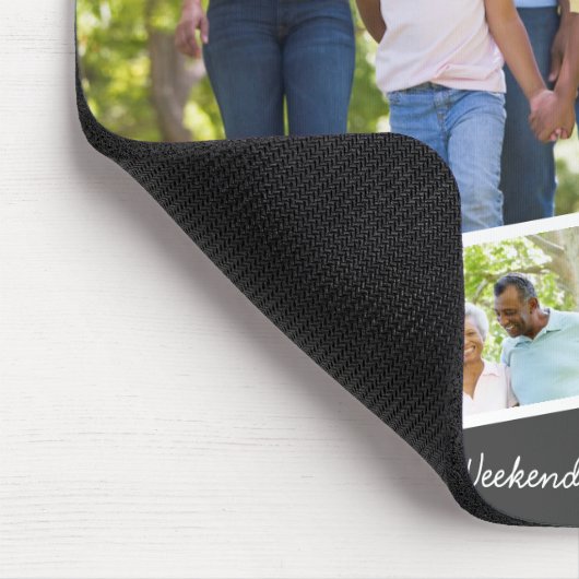 5 Fotocollage Zigzag Fotostrip en aangepaste tekst Muismat (Hoek)