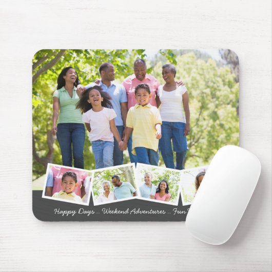 5 Fotocollage Zigzag Fotostrip en aangepaste tekst Muismat (Met muis)