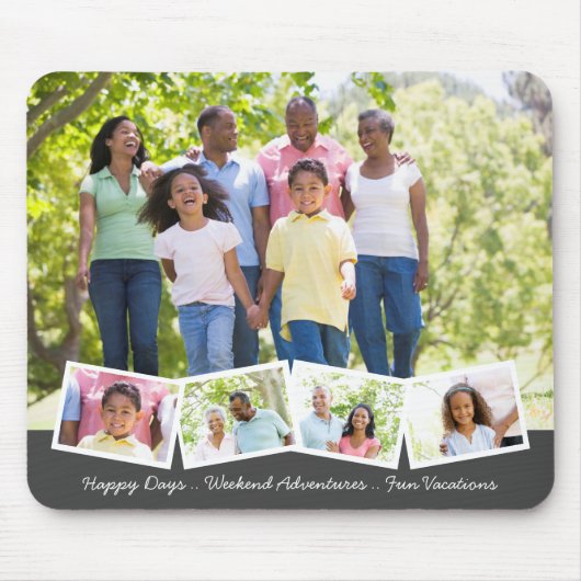 5 Fotocollage Zigzag Fotostrip en aangepaste tekst Muismat (Voorkant)