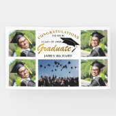 5 Fotocollage Zwart en Goud Afstuderen 2025 Spandoek (Horizontaal)