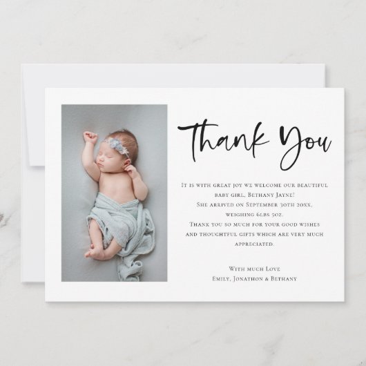 5 Foto's Baby Girl of Boy Script Dank u Aankondiging (Voorkant)