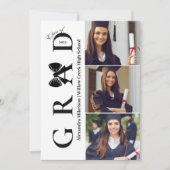 5 foto's Black Bow Afstudeerfeest Kaart (Voorkant)