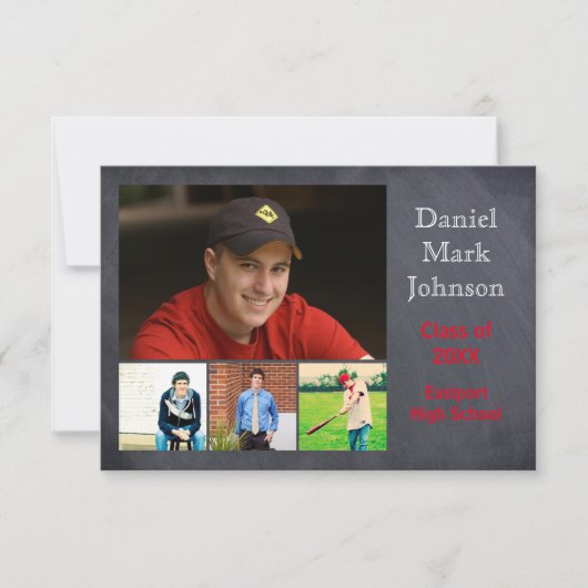 5 foto's collage - 3x5 afstudeeraankondiging kaart (Voorkant)