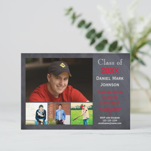 5 Foto's Collage - 3x5 Afstuderen Aankondiging (Staand voorkant)