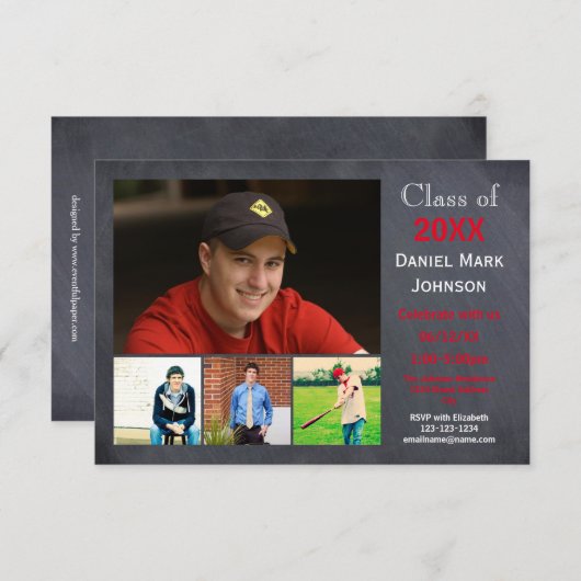 5 Foto's Collage - 3x5 Afstuderen Aankondiging (Voorkant / Achterkant)