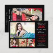 5 Foto's Collage - 3x5 Afstuderen Aankondiging (Voorkant / Achterkant)