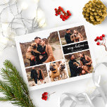 5 Foto's Collage Chic Script Merry KerstBlack Briefkaart<br><div class="desc">5 Foto's Collage Chic Script Merry KerstBlack Briefkaart</div>