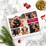 5 Foto's Collage Chic Script Merry Kerstmis Briefkaart<br><div class="desc">5 Foto's Collage Chic Script Merry Kerstmis Briefkaart</div>