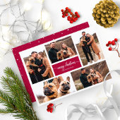 5 Foto's Collage Chic Script Merry Kerstmis Kaart