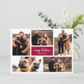 5 foto's collage chic script prettig kerstfeest kaart (Staand voorkant)