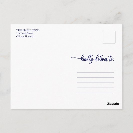 5 foto's Collage Chic Script Vrolijk Kerstblauw Briefkaart (Achterkant)