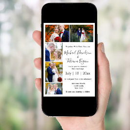 5 foto's collage gedrukt en digitale bruiloft kaart