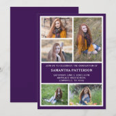 5 Fotos Collage Paars & Wit Afstuderen Kaart (Voorkant / Achterkant)