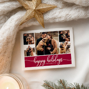 5 foto's collage stijlvol script Prettig kerstfees Briefkaart