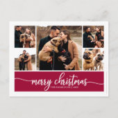 5 foto's collage stijlvol script Prettig kerstfees Briefkaart (Voorkant)