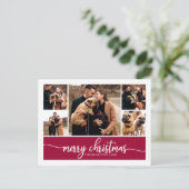 5 foto's collage stijlvol script Prettig kerstfees Briefkaart (Staand voorkant)