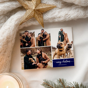 5 foto's collage stijlvolle letter vrolijk kerstfe briefkaart