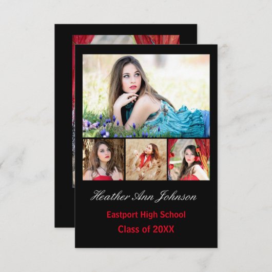 5 Foto's Collage Verticaal - 3x5 Afstudeerder Aank Kaart (Voorkant / Achterkant)