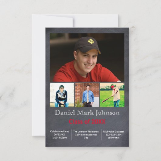 5 Foto's Collage Verticaal - 3x5 Afstudeerder Aank Kaart (Voorkant)