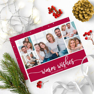 5 foto's collage warme wensen eenvoudig kerstfeest kaart