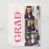 5 Foto's Coquette Blush Bow Graduation Party Kaart (Voorkant)